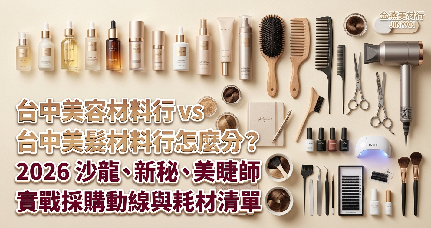 台中美容材料行 vs 台中美髮材料行怎麼分？2026 沙龍、新秘、美睫師實戰採購動線與耗材清單