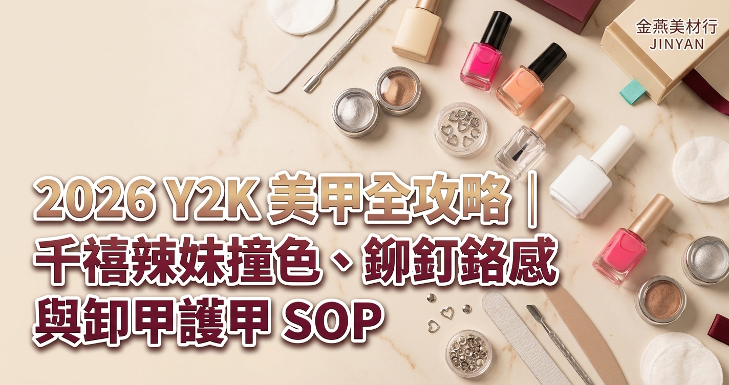 2026 Y2K 美甲全攻略｜千禧辣妹撞色、鉚釘鉻感選材與卸甲護甲 SOP