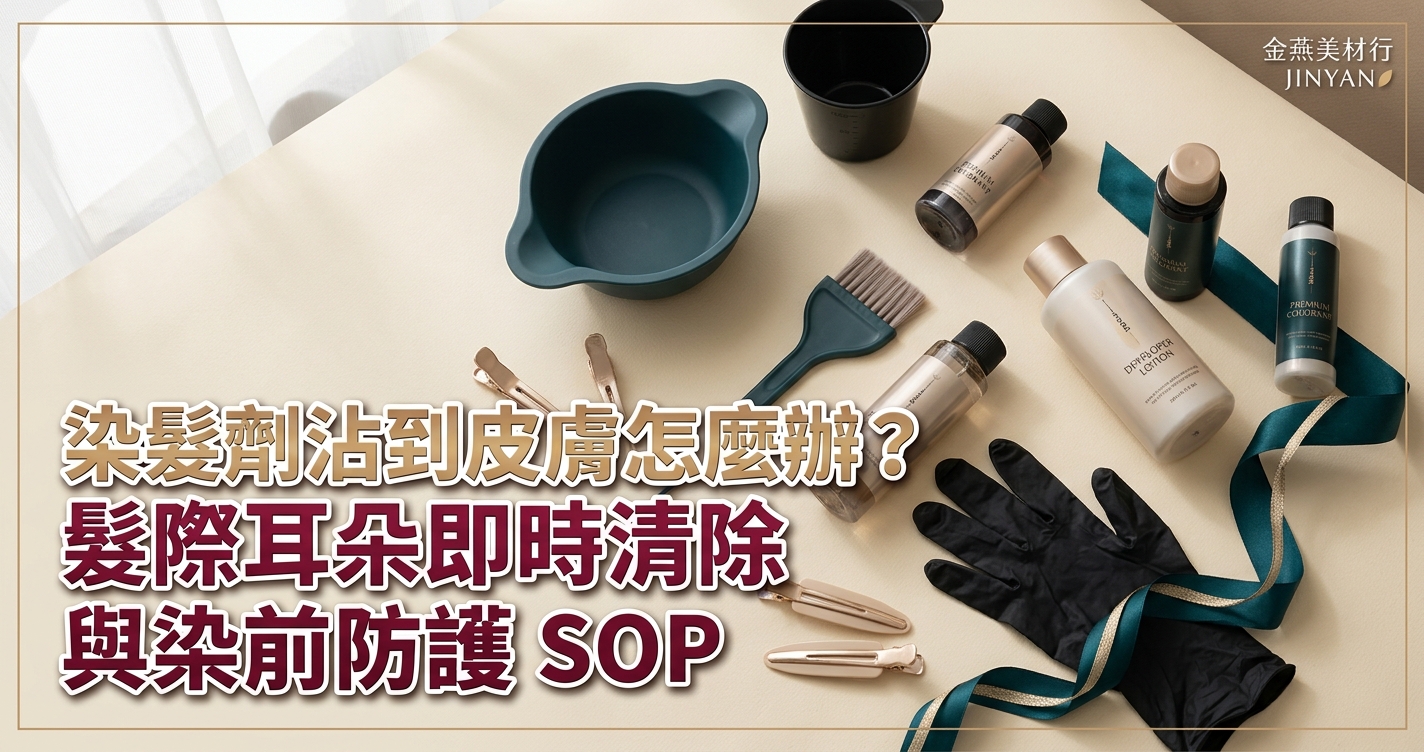 2026 染髮劑沾到皮膚怎麼辦？髮際、耳朵、雙手即時清除與染前防護 SOP - 金燕美材行